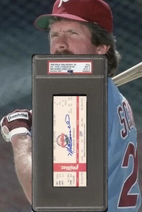 1990 MIKE SCHMIDT SIGNED JERSEY #20 RETIRED FULL TICKET PHILLIES PSA 9💎AUTO 10 - Picture 1 of 22