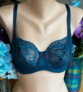 224 WACOAL 32D Teal Distinguished Elegance Lace Underwire Bra #855264 - Picture 1 of 5