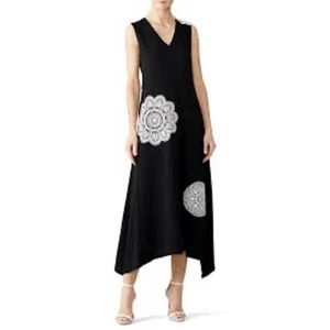 Tory Burch Embroidered Black Maxi Dress SZ14 - Picture 1 of 6