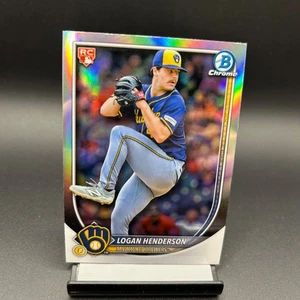 2025 Bowman Chrome #92 Logan Henderson Red Rookie Redemption Milwaukee Brewers - Picture 1 of 2