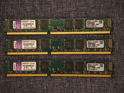 Kingston 12GB (3x 4GB) DDR3 RAM Kit KVR1333D3N9K3/12G, 1333MHz, guter Zustand - Bild 1 von 2