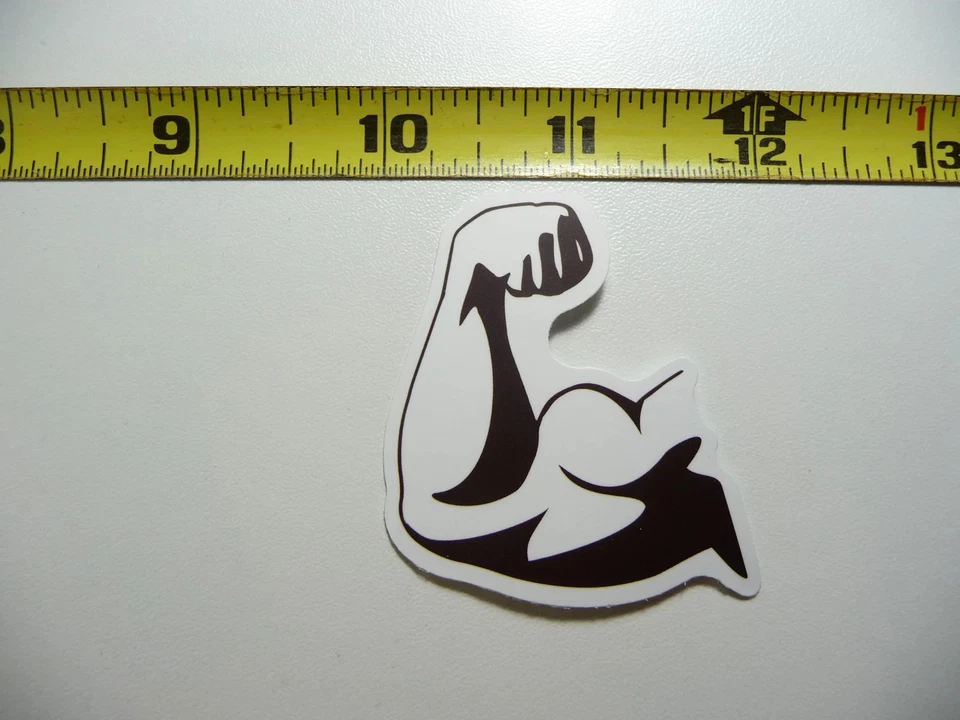 BICEP POSE SMALL STICKER DECAL GYM WEIGHTLIFTING FITNESS EXERCISE FUNNY - Image 1 of 1