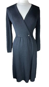 St John by Marie Gray VTG Black Knit Dress Faux Wrap Elegant Old Money Office - Picture 1 of 14