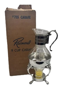 Jarra de café de colección Raimond plateada y de vidrio con soporte de calentamiento 9 tazas sin tapa - Imagen 1 de 12