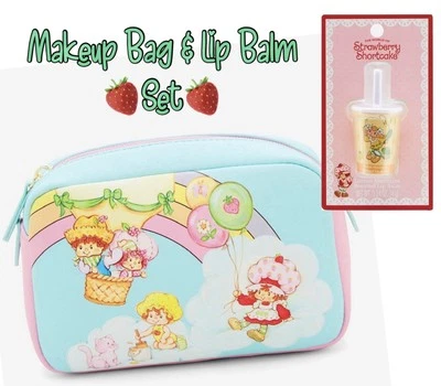 Bolsa de cosméticos Loungefly Strawberry Shortcake arco iris y bálsamo labial de merengue de limón Foto 1 de 4