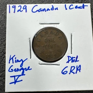 1929 Rare Canada 1¢ Rare Variety Small Cent Penny King George V - Bild 1 von 4