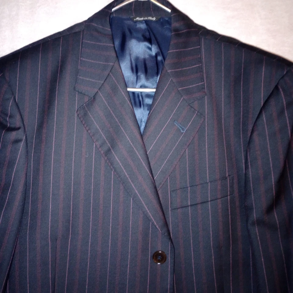 PAUL SMITH LONDON BLACK W/ ORANGE PINSTRIPES JACKET BLAZER 42 R WOOL ITALY NICE! - Image 1 of 4