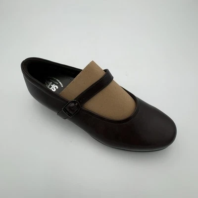 Mocasín Maria SAS Mary Jane para mujer elegante cuero cómodo, marrón oscuro, talla 9 WW Foto 1 de 4