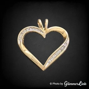 Gold Plated Sterling Silver Heart Pendant with Diamond Accents, SB 925 - Picture 1 of 7