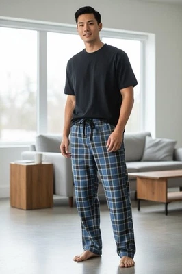 Pantalones de salón pijama de franela para hombre IZOD talla mediana azul marino a cuadros Foto 1 de 3