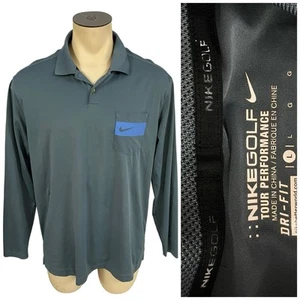 Camisa de golf Nike para hombre grande manga larga gris gira de trabajo rendimiento atlético - Imagen 1 de 12
