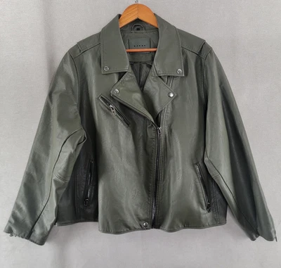 Chaqueta BlankNYC Talla 3X Verde Oliva Imitación Cuero Vegano Moto Asimétrico Cremallera Abrigo Foto 1 de 4