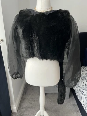 Handmade Fancy Dress Theatre Costume Faux Fur Black Cat Jacket & Tail Fit 10/12 - Image 1 of 4