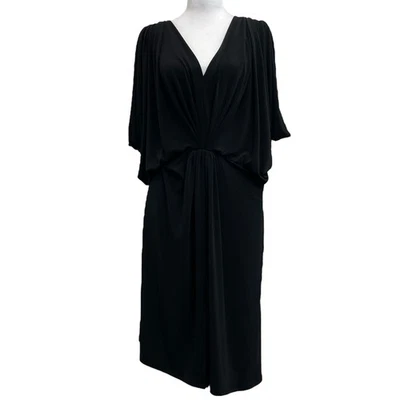 Victoria’s Secret Black Y2K Plunging V Chain Charm Jersey Knee Length Dress sz M - Image 1 of 4