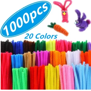 1,000 Pipe Cleaners in 20 Colors Pipe Cleaners Value Pack of Multicolor Chenille - Picture 1 of 12