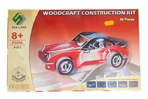 NEW SEA-LAND WOODCRAFT CONSTRUCTION KIT | PORSCHE | 66 PCS - Picture 1 of 2