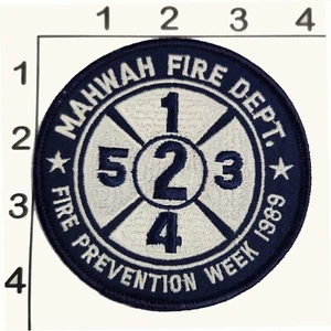 Mahwah New Jersey Fire Department Patch 1989 Prevention Vintage Embroidered - Picture 1 of 1