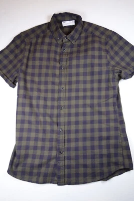 ASOS Designs Brown & Black Check Stretch Front Button Shirt NWOT Small - Image 1 of 4