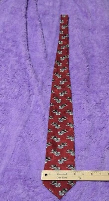 Corbata para hombre especies en peligro de extinción borgoña con orcas seda oficina causal  Foto 1 de 3