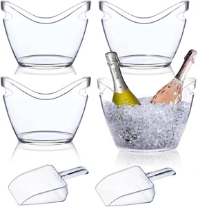 Beverage Tubs for Parties Plastic Ice Bucket for Cocktail Bar Clear Acrylic Wine - Picture 1 of 12