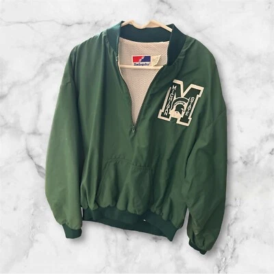 VTG Half Zip Lined Michigan State Swingster Windbreaker Size X L 🏈 - Image 1 of 4