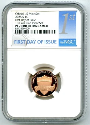 2025 S LINCOLN CENT PENNY UNION SHIELD PROOF NGC PF70 UCAM FIRST DAY OF ISSUE - Image 1 of 2