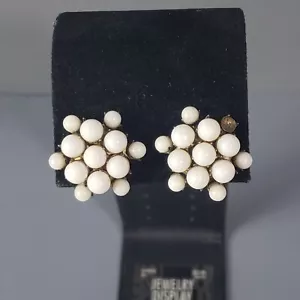 Pendientes Flor Vintage Tornillo Trasero Blanco Retro Mediados de Siglo Moderno Boho 1" - Imagen 1 de 11