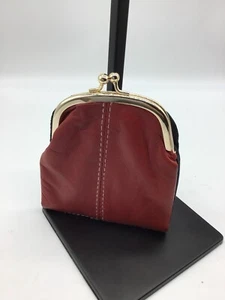 Schafsleder rot Clutch Geldbörse kleine Tasche RFID Schutz Kiss Lock Münzbörse - Bild 1 von 6