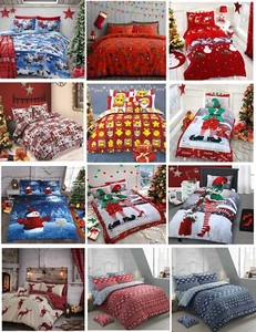 Juego de ropa de cama funda nórdica edredón papá Noel reno pingüino Navidad - Imagen 1 de 21