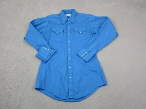 True Vintage Rockmount Ranchwear Shirt Mens 15.5 Blue 60s 70s Made in USA Denver - Picture 1 of 14