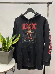 AC/DC Black Ice 2000s Zip Up Hoodie Promo Album Faded XL Black - Picture 1 of 24