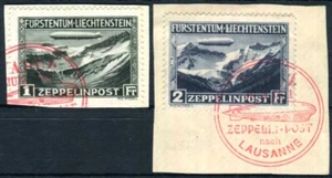 LIECHTENSTEIN 1931 114-115 gestempelt SATZ ZEPPELIN ROTER SST BRIEFSTÜCK (H1445 - Bild 1 von 1