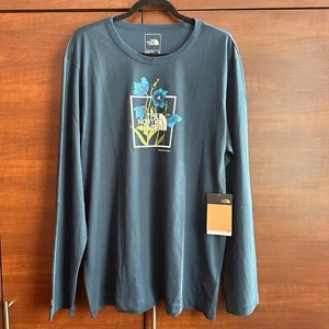 Men's Brand New With Tags The North Face Teal Long Sleeve Floral Top - Picture 1 of 13