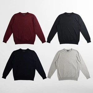 Mens Crew Neck Jumper - KENSINGTON EASTSIDE COTTON FINE KNIT 1A8302 - Picture 1 of 10