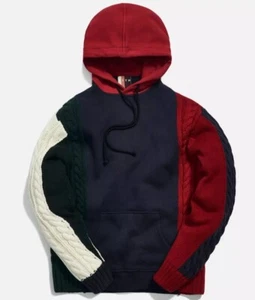 Kith Colorblock Adam Combo Knit Hoodie Pullover Navy Multi Blue Red Green SIZE L - Picture 1 of 7