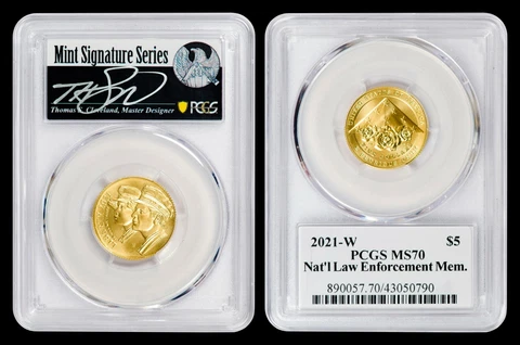 2021-W $5 Gold National Law Enforcement PCGS MS70 -- SUPER LOW MINTAGE - POP 5!! Cover