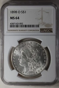 1898-O  $1  NGC  MS64  Morgan Silver Dollar, Miss Liberty Head Dollar. - Picture 1 of 2