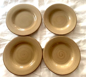4 WILLIAMS SONOMA Outlet 11 in Dinner Plates Brown Swirl Heavy Durable NICE - Picture 1 of 5