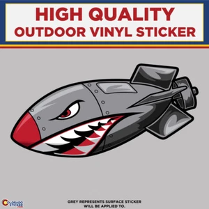 Air Bombing Flying Shark, High Quality Vinyl Sticker Decals - Picture 1 of 1