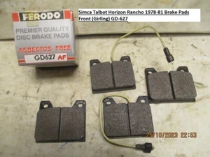 Simca Talbot Horizon Rancho 1978-81 Brake Pads Front (Girling) GD-627 - Picture 1 of 3