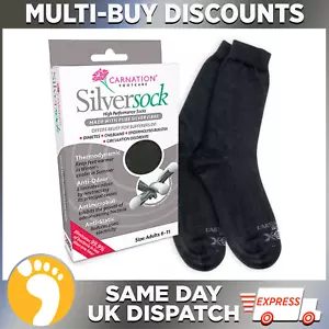 Carnation Footcare Silver Socks | Foot Odour, Diabetes, Circulation Relief - Picture 1 of 5