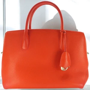 Christian Dior Bar Tote Handbag Orange Red Trotter Vintage Red Orange from JP - Picture 1 of 10