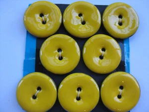 25mm Large Very Nice Glossy Enamel Bright Yellow Coconut Sewing Buttons Set 8 - Picture 1 of 6