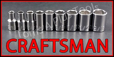 CRAFTSMAN HAND TOOLS 9pc Short Standard 1/4 SAE 6pt ratchet wrench socket set - Image 1 of 4