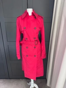Gant red double breasted smart belted midi trench coat M 10 - Picture 1 of 11