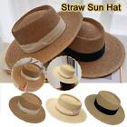 Panama Style Sun Hat Crushable Wide Brim Fedora Straw Summer Beach Sunh GX V4I9