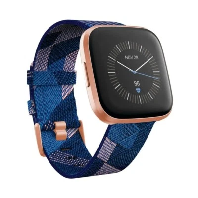 Fitbit Versa 2 Special Edition Health & Fitness Smartwatch  Navy & Pink Woven - Image 1 of 4