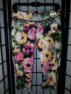 FILA Pequeño Mujer Correr Tropical Floral Entrenamiento Crops Capri Elastizado Leggings  Foto 1 de 4