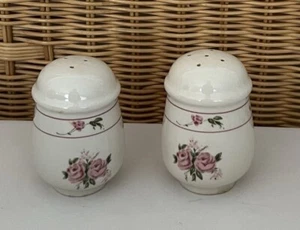 Salt & Pepper Shaker Set • THOMSON Pottery ROSA Pattern • Pink Roses 3.25”H - Picture 1 of 4