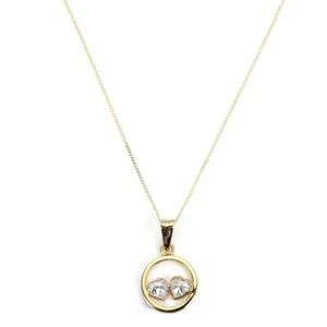 9ct Gold & CZ Crystal Double Heart Pendant / Pendants / Necklace / Chain - Picture 1 of 10